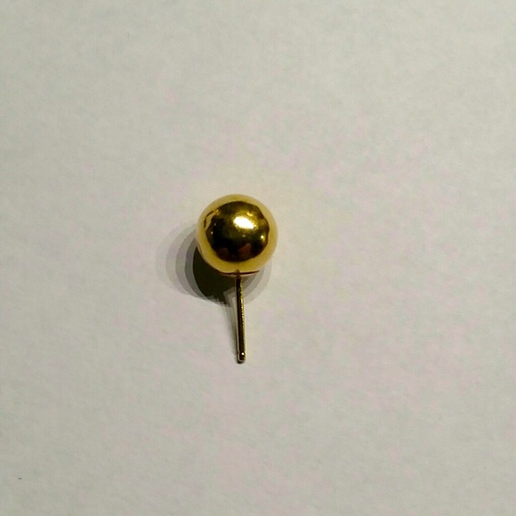 14K Gold Ball Stud Single Earring, Plus 14K Back - Picture 2 of 13